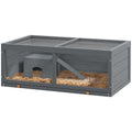 Wooden Syrian Hamster Cage with Sliding Tray and Openable Top - Grey