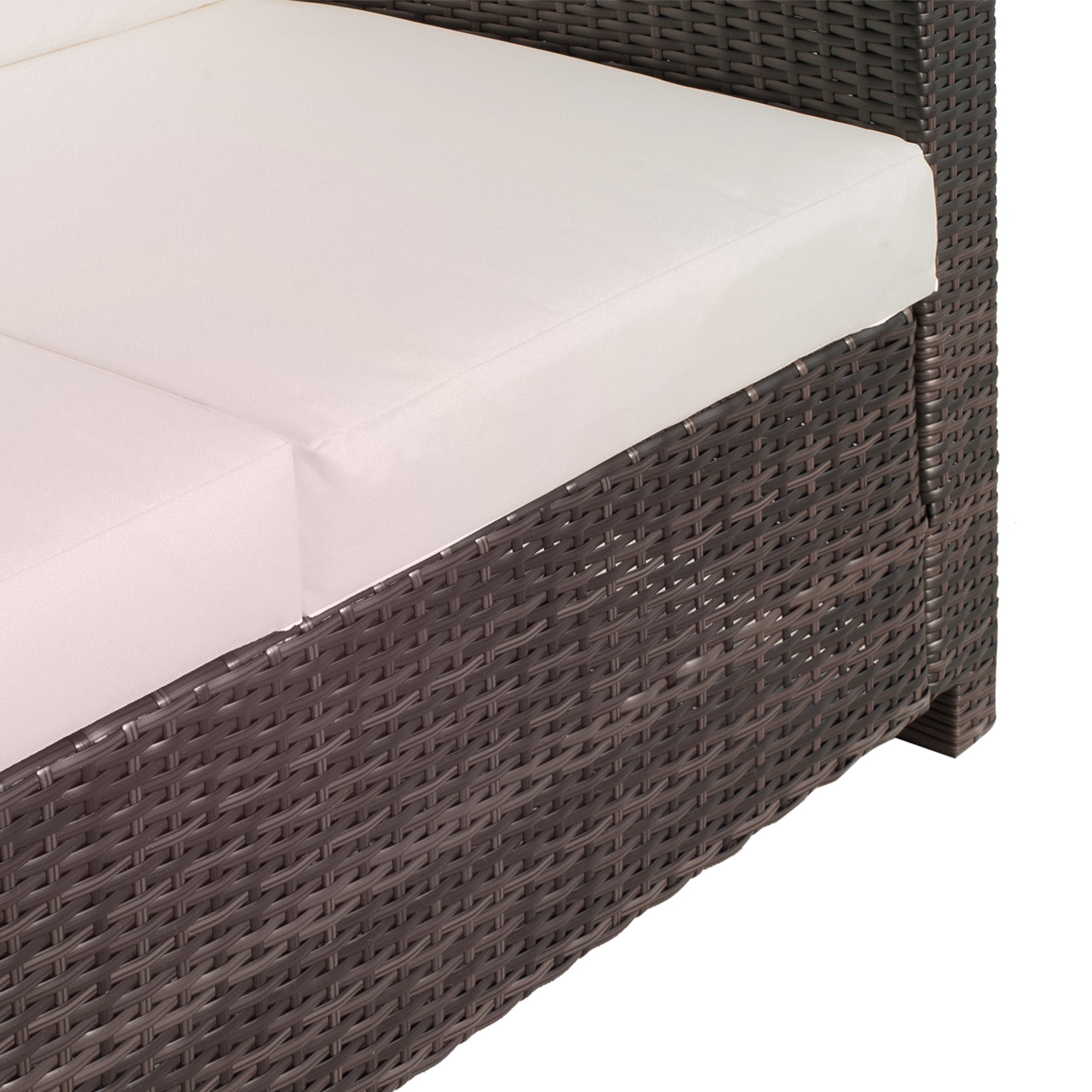 2 Seater Rattan Garden Sofa with Padded Cushions - Mixed Brown