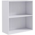 2 Tier Adjustable Bookshelf with 2 Compartments for Home Office Living Room Study - White