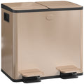 30L Dual Compartment Stainless Steel Bin, with Deodoriser Holders - Gold Tone