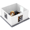 Adjustable Whelping Box for Medium Dogs with Non-Slip Pads and Whelping Pad, 100x96cm - White