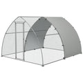 Galvanised Outdoor Chicken Coop for 8-12 Chickens, Hens, Ducks, Rabbits 3 x 3.8 x 2.2m - Silver Tone