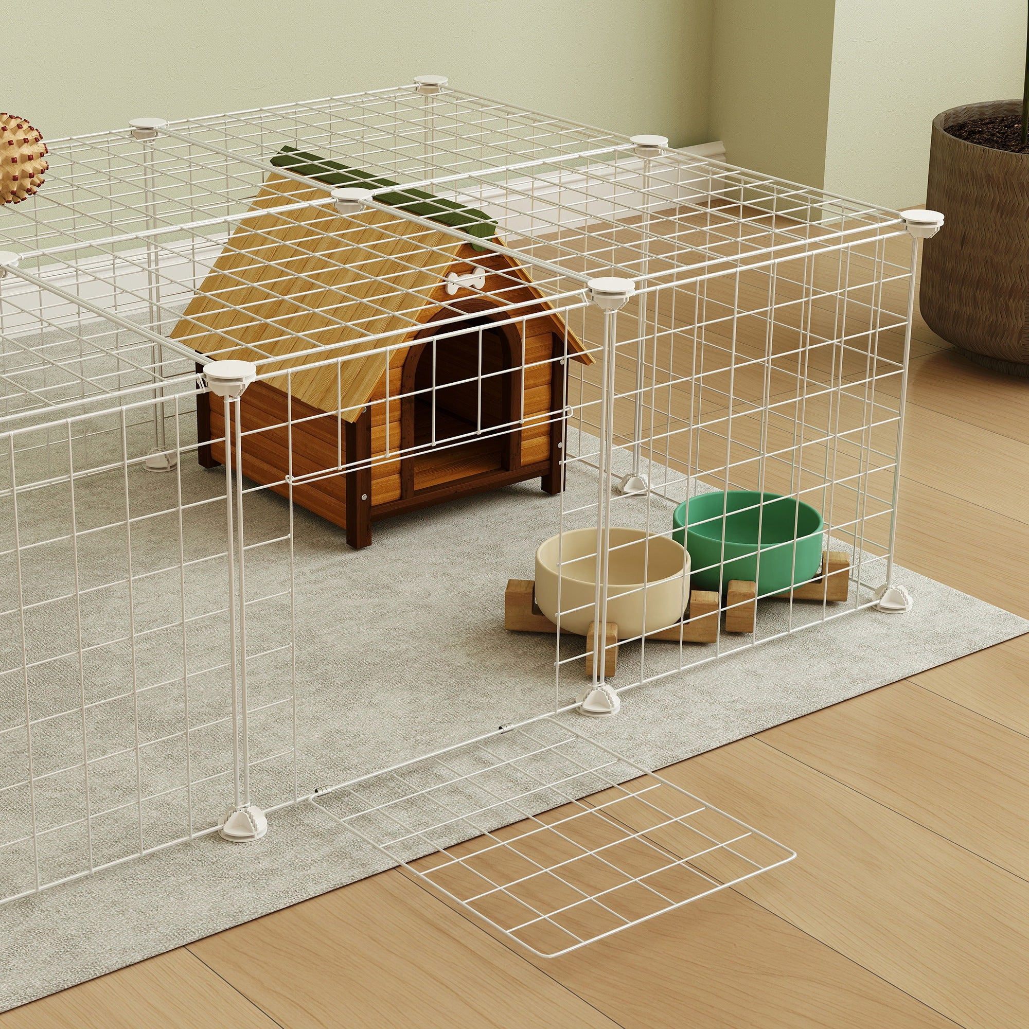 DIY 36 Panel Pet Playpen Metal Wire Fence for Chinchilla, Hedgehog, Bunny, Indoor, Outdoor Use, White
