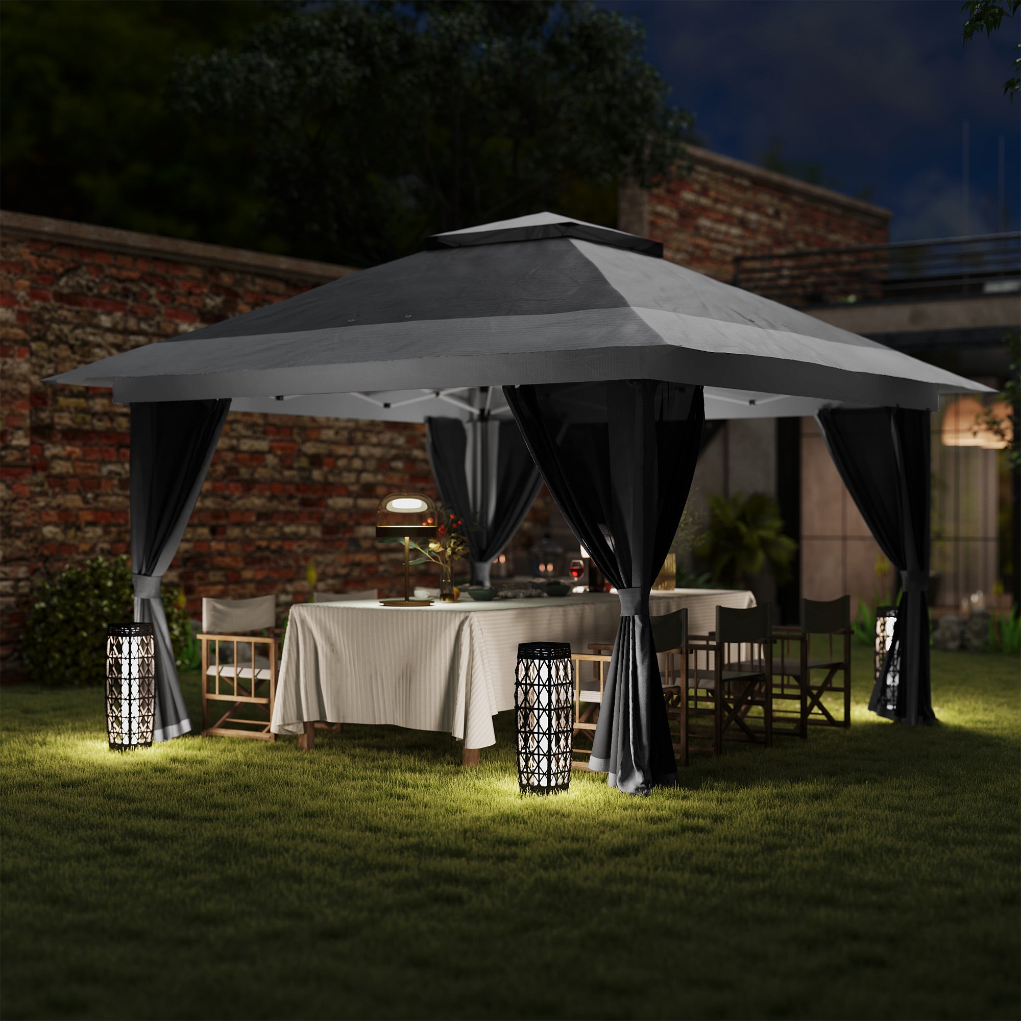 3.6 x 3.6m Pop-Up Gazebo, with Accessories - Grey