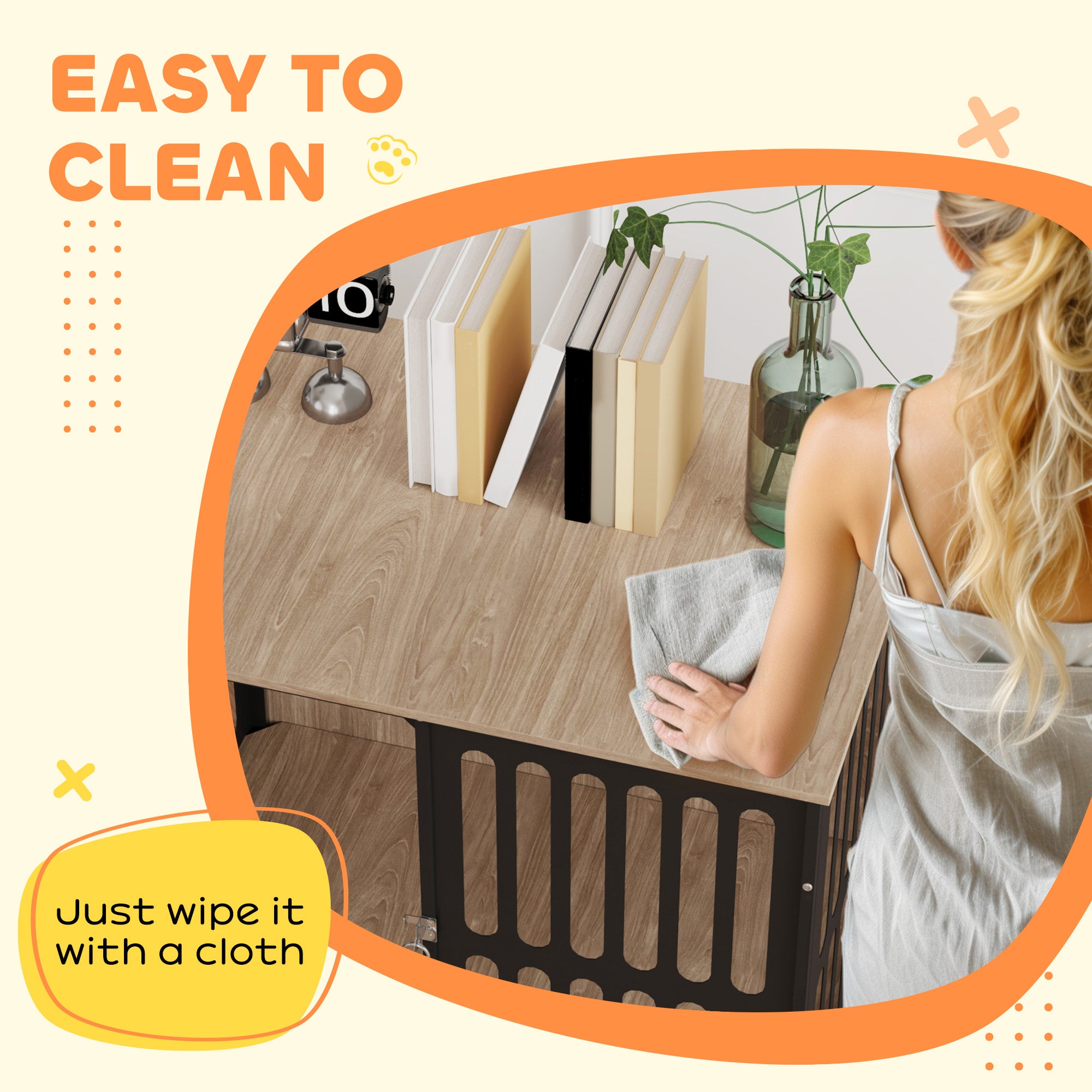 Dog Crate Furniture with Anti-Chew Resistant Mesh, Anti-Escape Single Door, for Medium Dogs, 80 x 55 x 72 cm