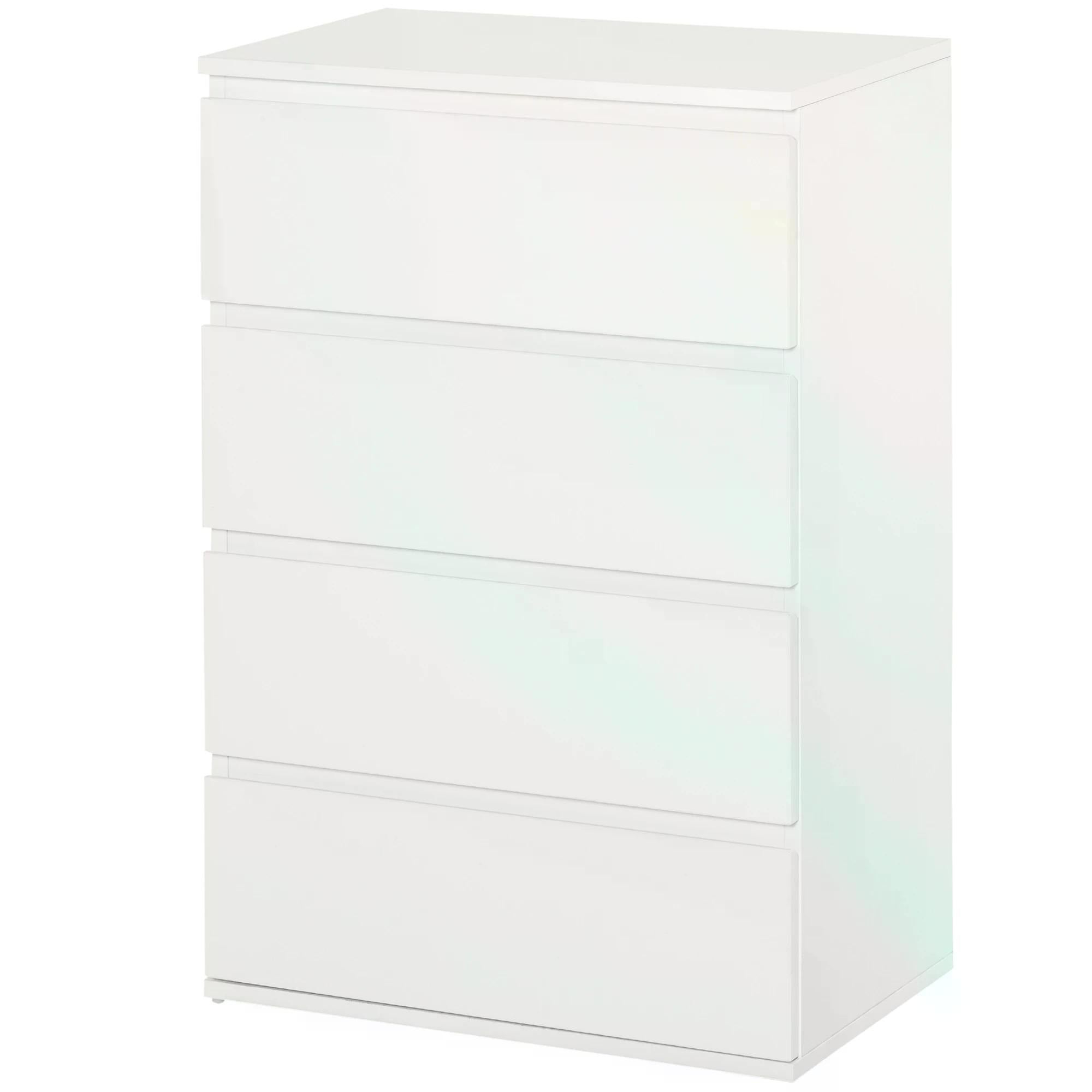 Chest of Drawers, 4 Drawers Storage Cabinet Floor Tower Cupboard for Bedroom Living Room, White