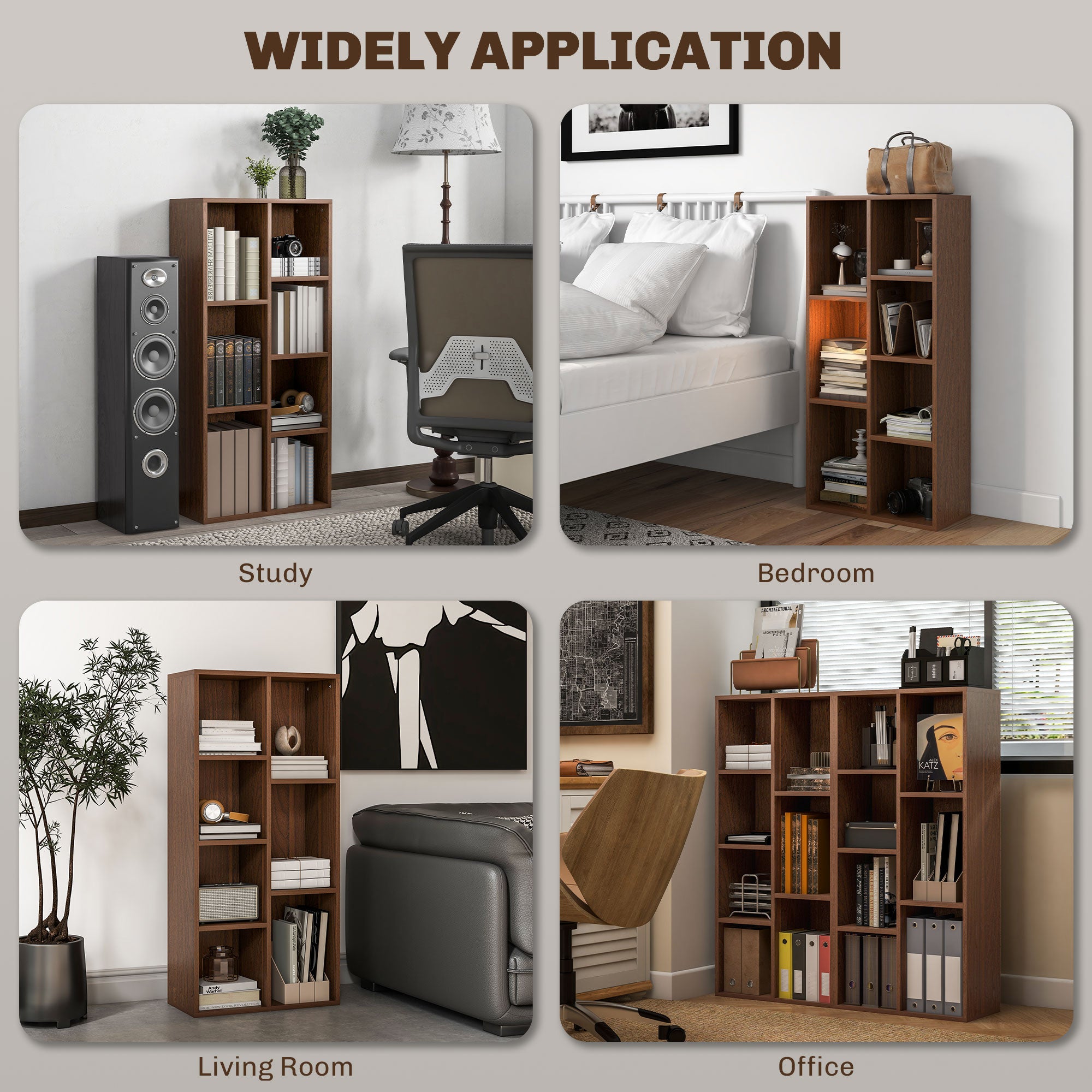 Seven-Cube Walnut Wood Effect Bookcase - Walnut