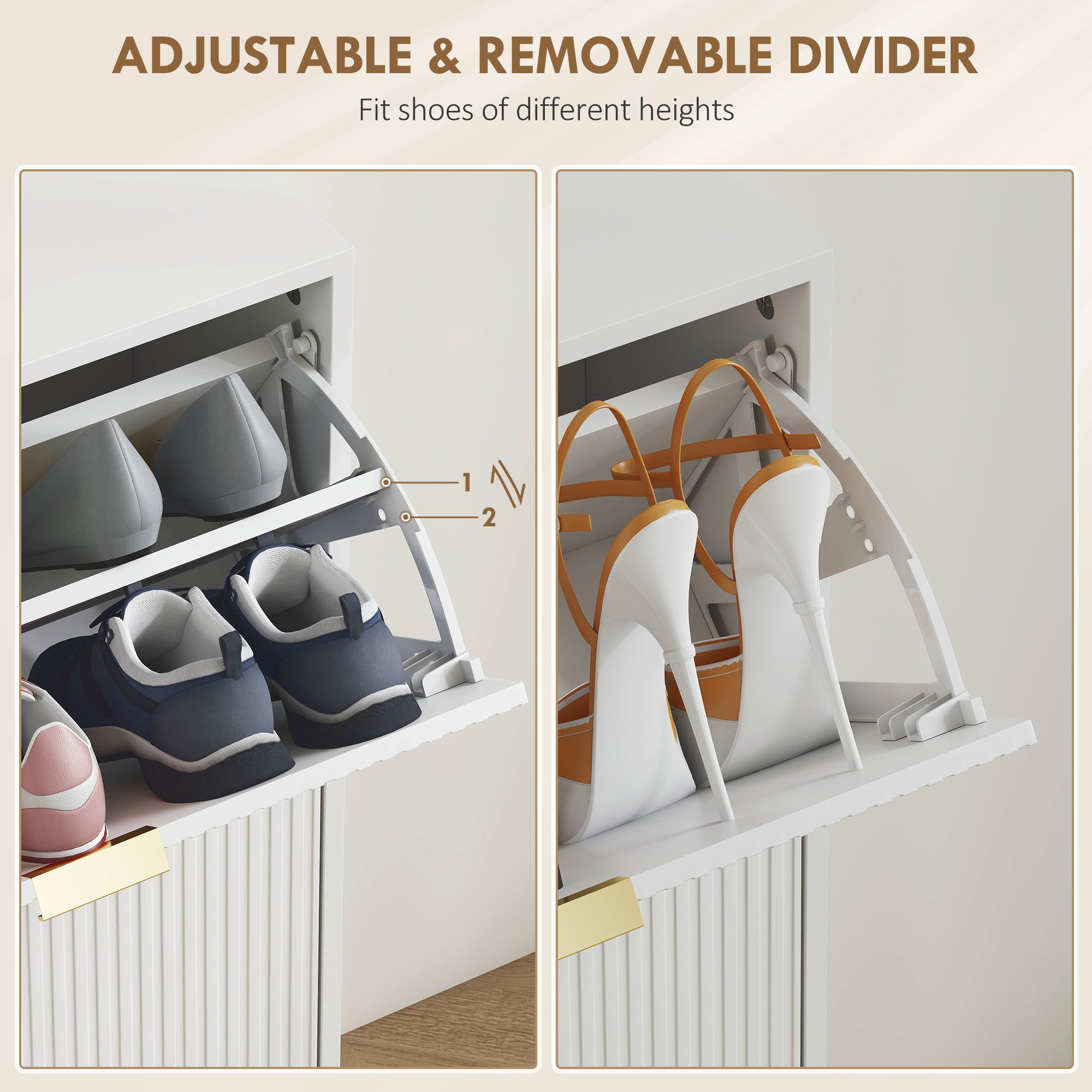 Elegant Four-Drawer Shoe Cabinet - White