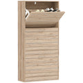 12-Shoe Flip Drawer Storage Cabinet with Adjustable Shelves - Brown Wood-Effect