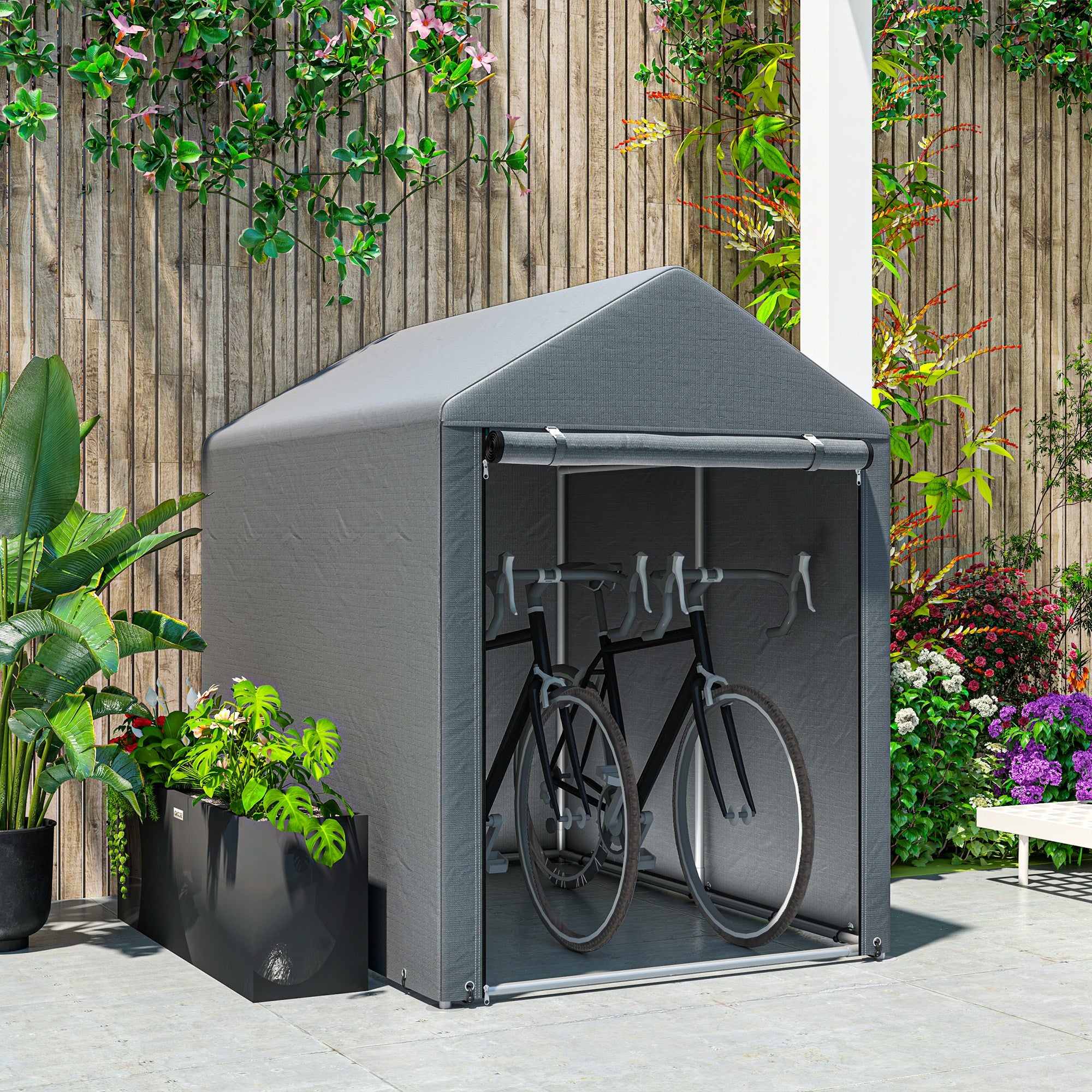 179 x 120cm Temporary Garden Shed, with Accessories - Dark Grey