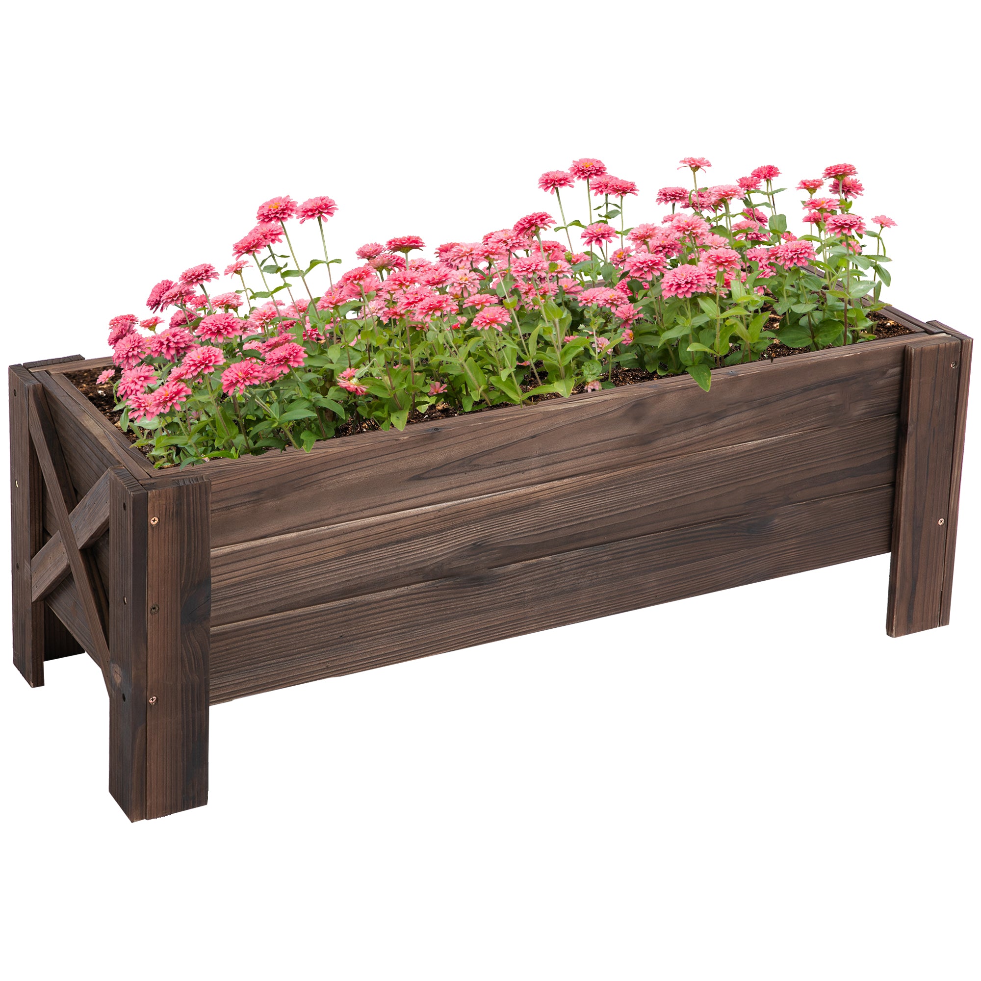 58L Garden Raised Bed Planter Grow Containers for Outdoor Patio Plant Flower Vegetable Pot Fir Wood, 100 x 36.5 x 36 cm