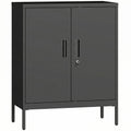 Metal Storage Cabinet with Lock and Adjustable Shelves - Black