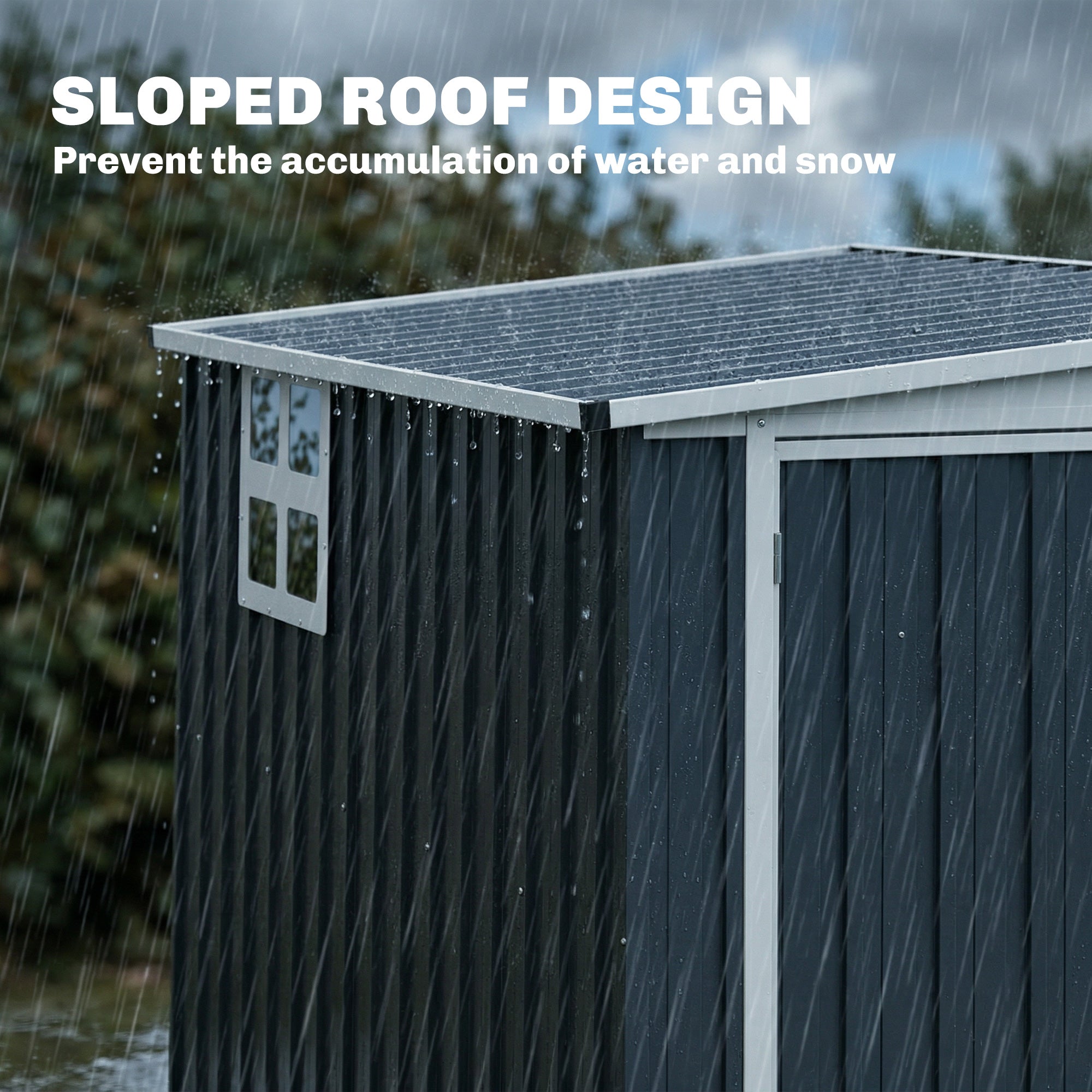 7.6 x 4ft Garden Metal Shed, Outdoor Storage Shed with Window, 2 Vents and Lockable Door for Garden, Patio, Dark Grey