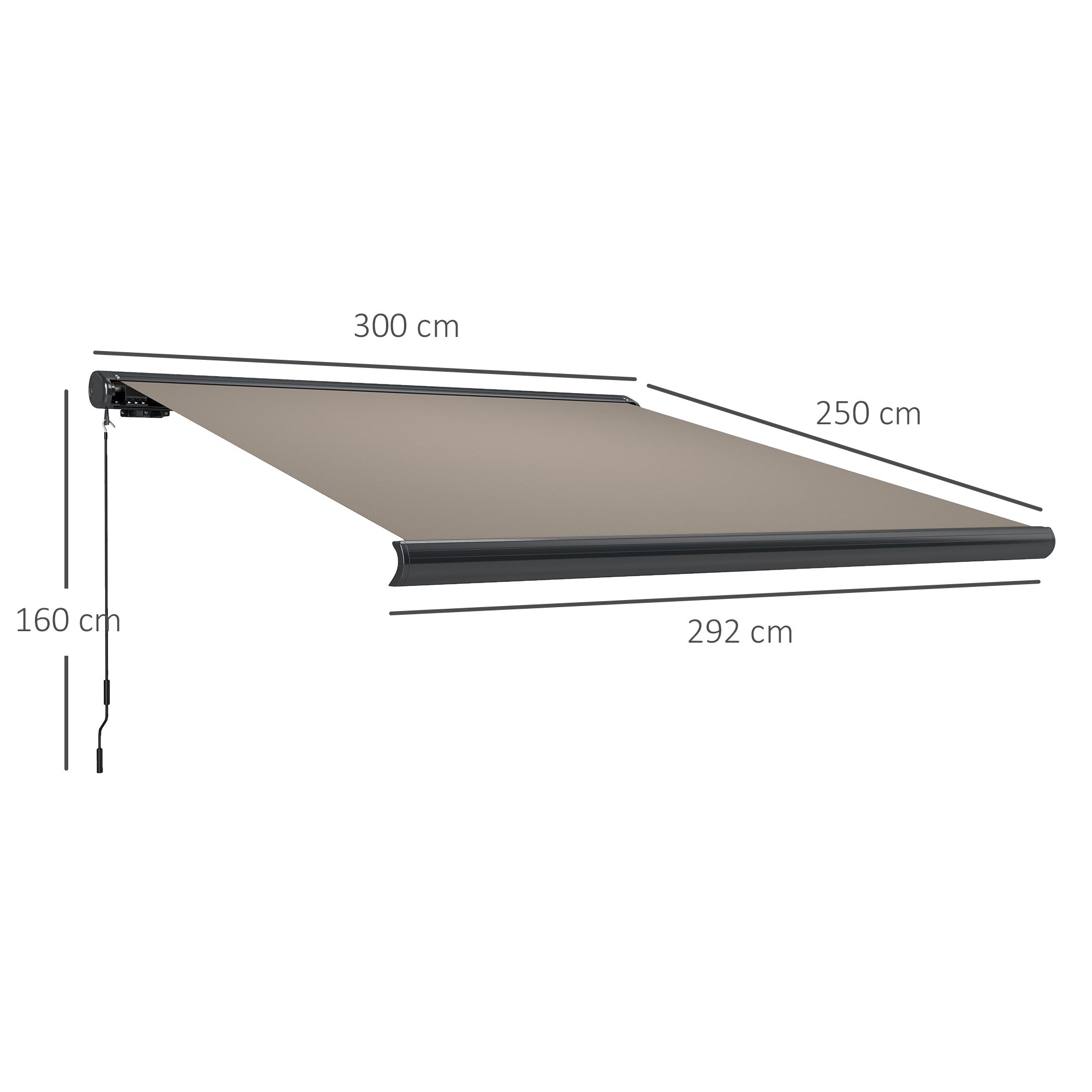 3 Metre Electric Retractable Awning with Aluminium Frame - Light Grey
