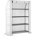 Mini Greenhouse with Reinforced PE Cover, Portable Indoor Outdoor Green House with Roll-up Door, 170 x 120 x 50cm, White