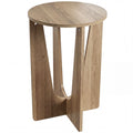 End Table Compact Round Side Table with Curved Legs in Coffee Wood Effect