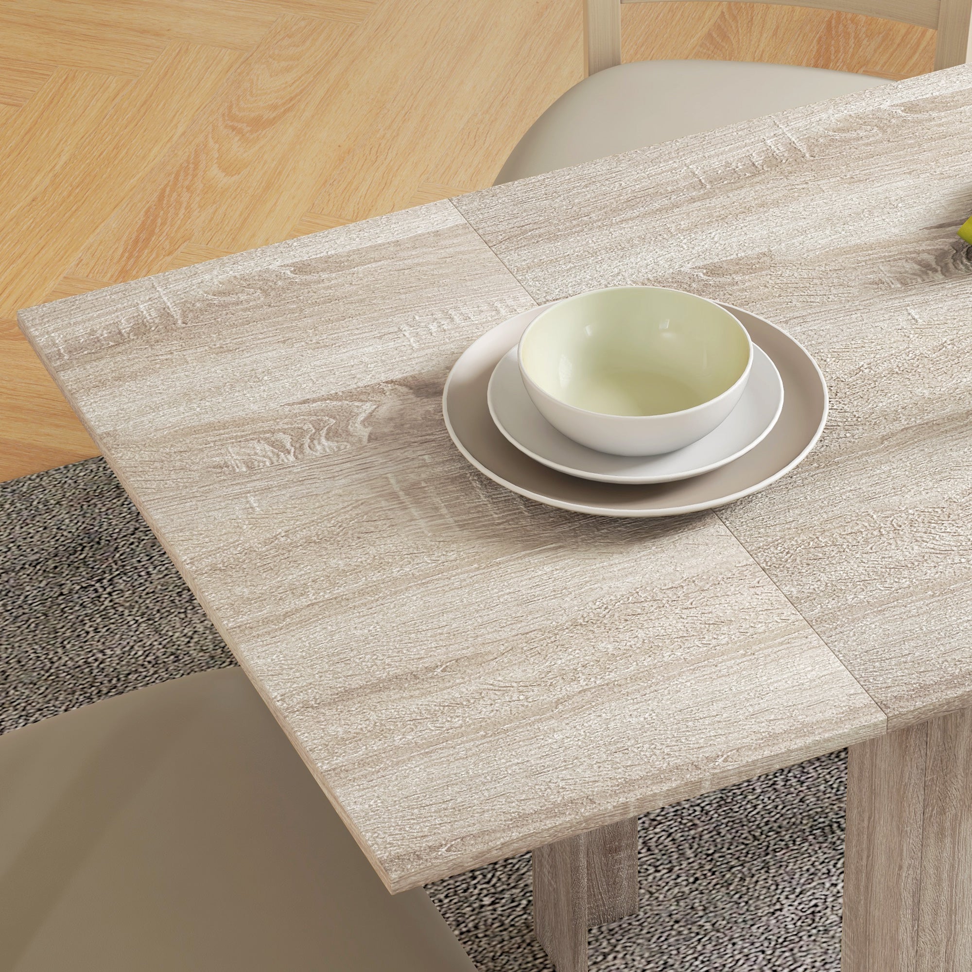 Four-Seater Drop Leaf Dining Table with Expandable Top - Oak Wood Effect