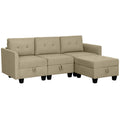 L Shape Modular Sofa with Storage - Light Brown