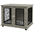 Indoor Dog Crate Furniture End Table with Washable Cushion Lockable Door for Medium Dogs - Black