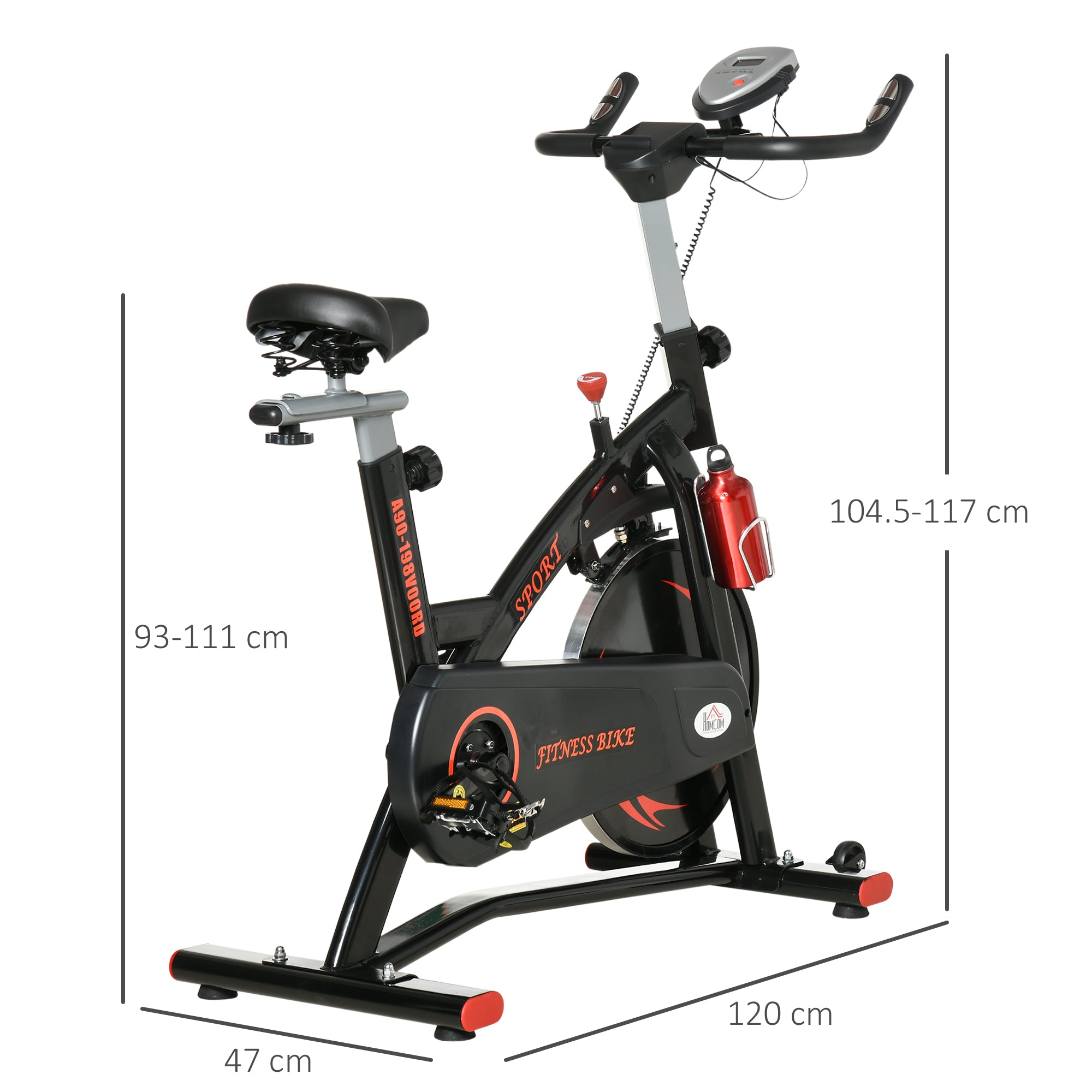 Stationary Exercise Bike, with 10KG Flywheel, Phone Holder - Red