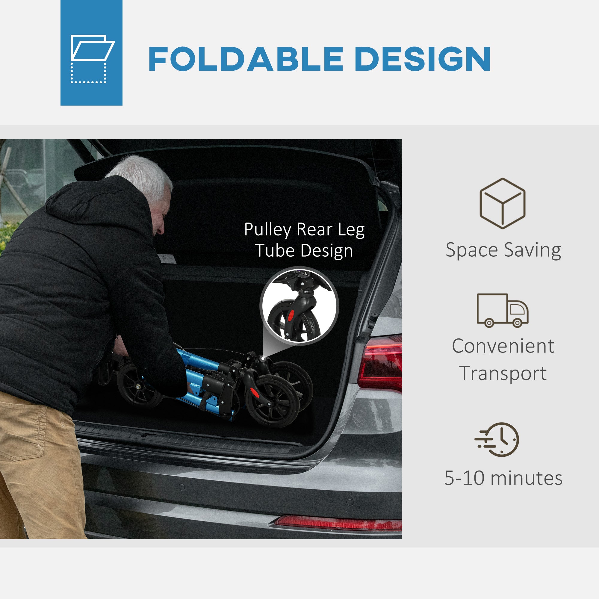 Folding Rollator Walker with Seat, Backrest, Lightweight Walking Frame with Storage Bag, Dual Brakes, Adjustable Handle Height, Suspension System, 4 Wheeled Walker for Seniors, Blue