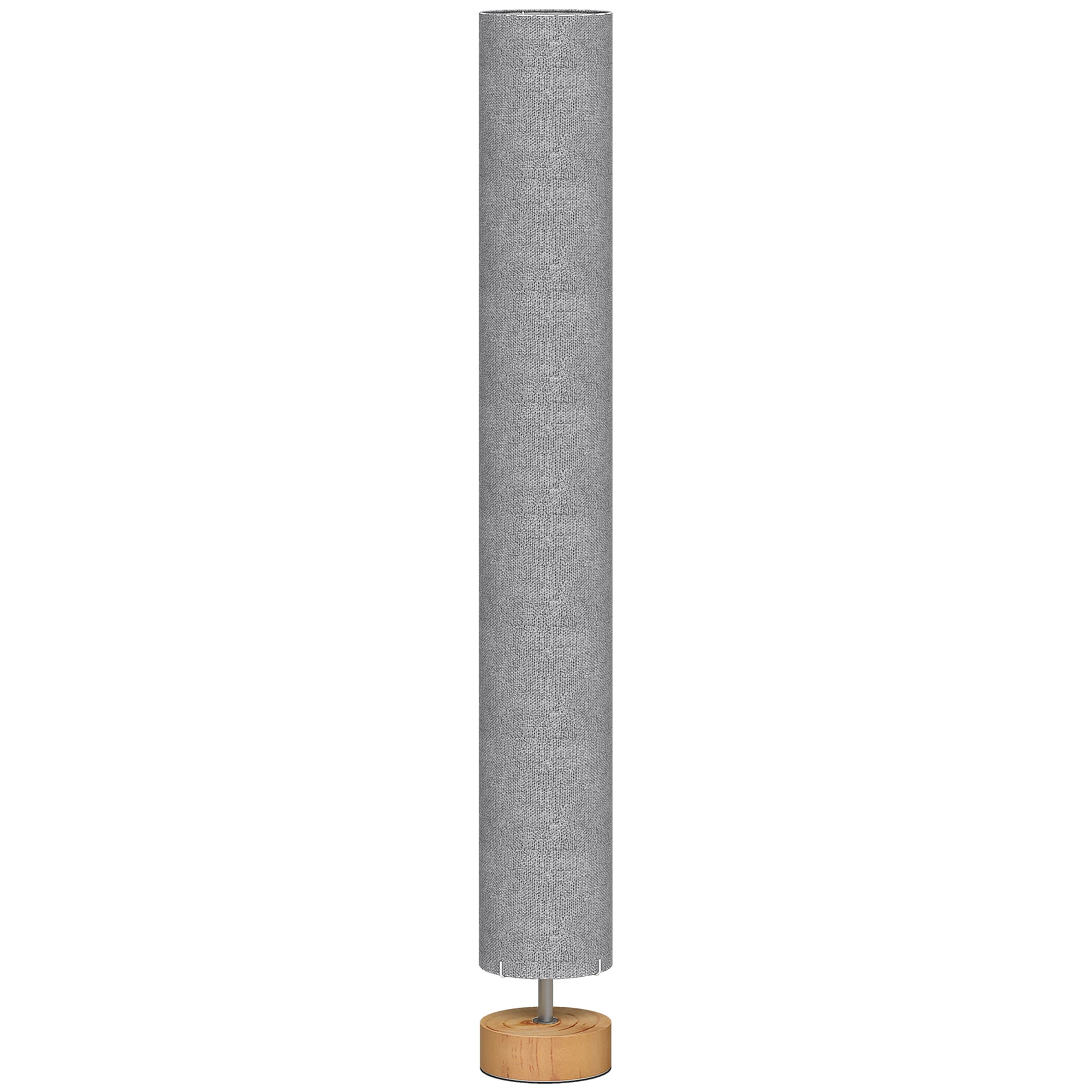 LED Floor Lamp for Living Room, 120cm Modern Standing Lamp with 3000K/4500K/6500K Colour Temperatures, Linen Shade and Wooden Base, Grey