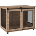 Dog Crate Furniture with Sliding Door for Large Dogs 98x60x78cm - Walnut Brown