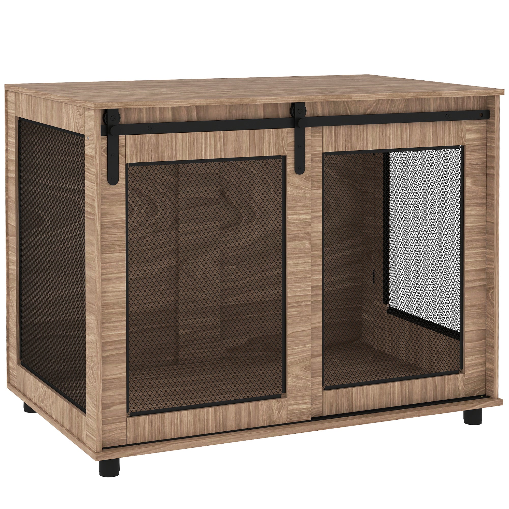 Dog Crate Furniture with Sliding Door for Large Dogs, 98 x 60 x 78cm, Walnut Brown