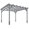 3 x 3 m Wooden Pergola Kit, Decorative Garden Gazebo Shelter with Stable Structure for Climbing Vines, Grey