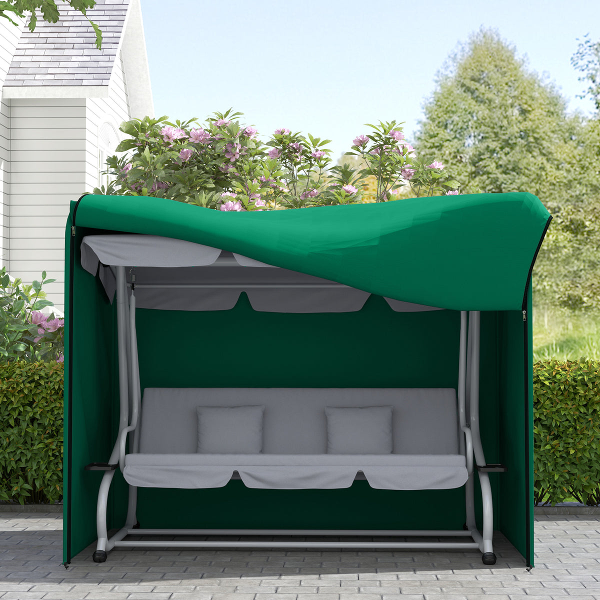 Three-Seater Waterproof Swing Chair Cover with Drawstring - Green