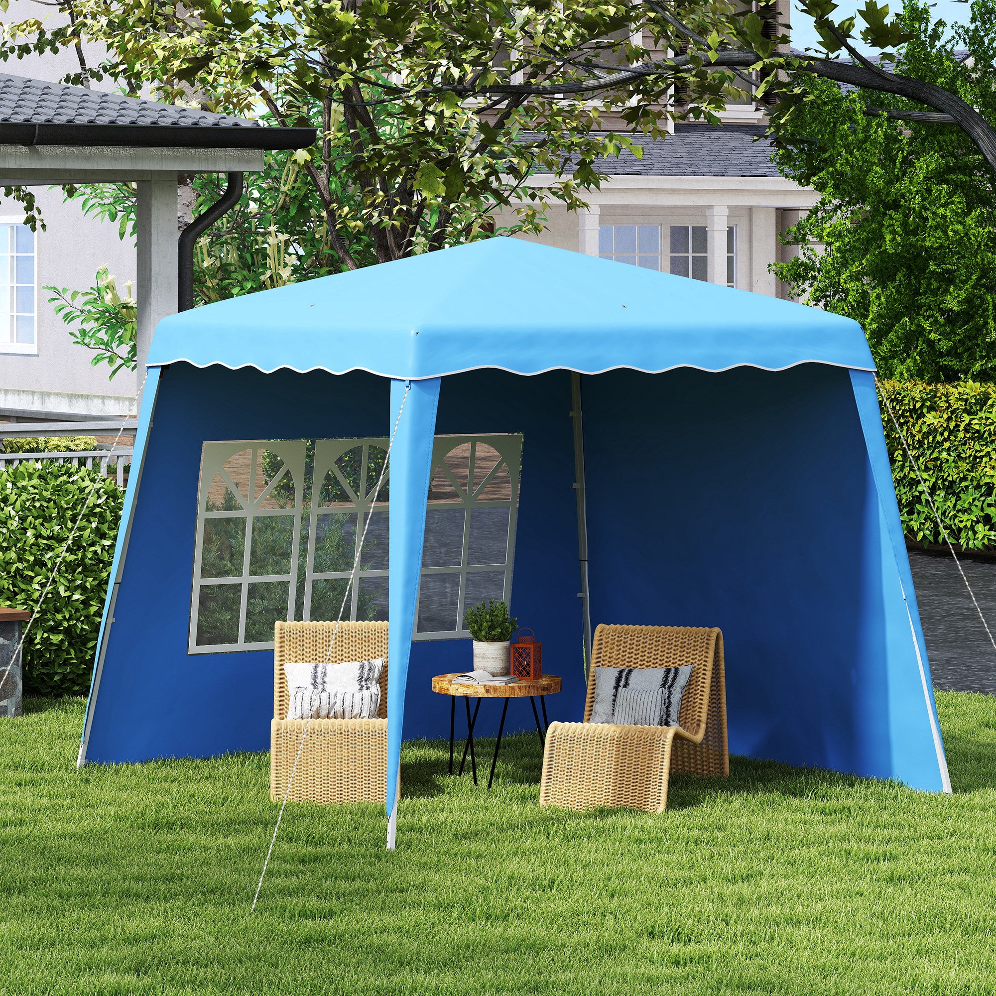 2.4m Pop Up Gazebo with Sides UV50+ Protection - Blue