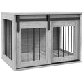 80cm Large Dog Crate Furniture with Removable Cushion - Grey