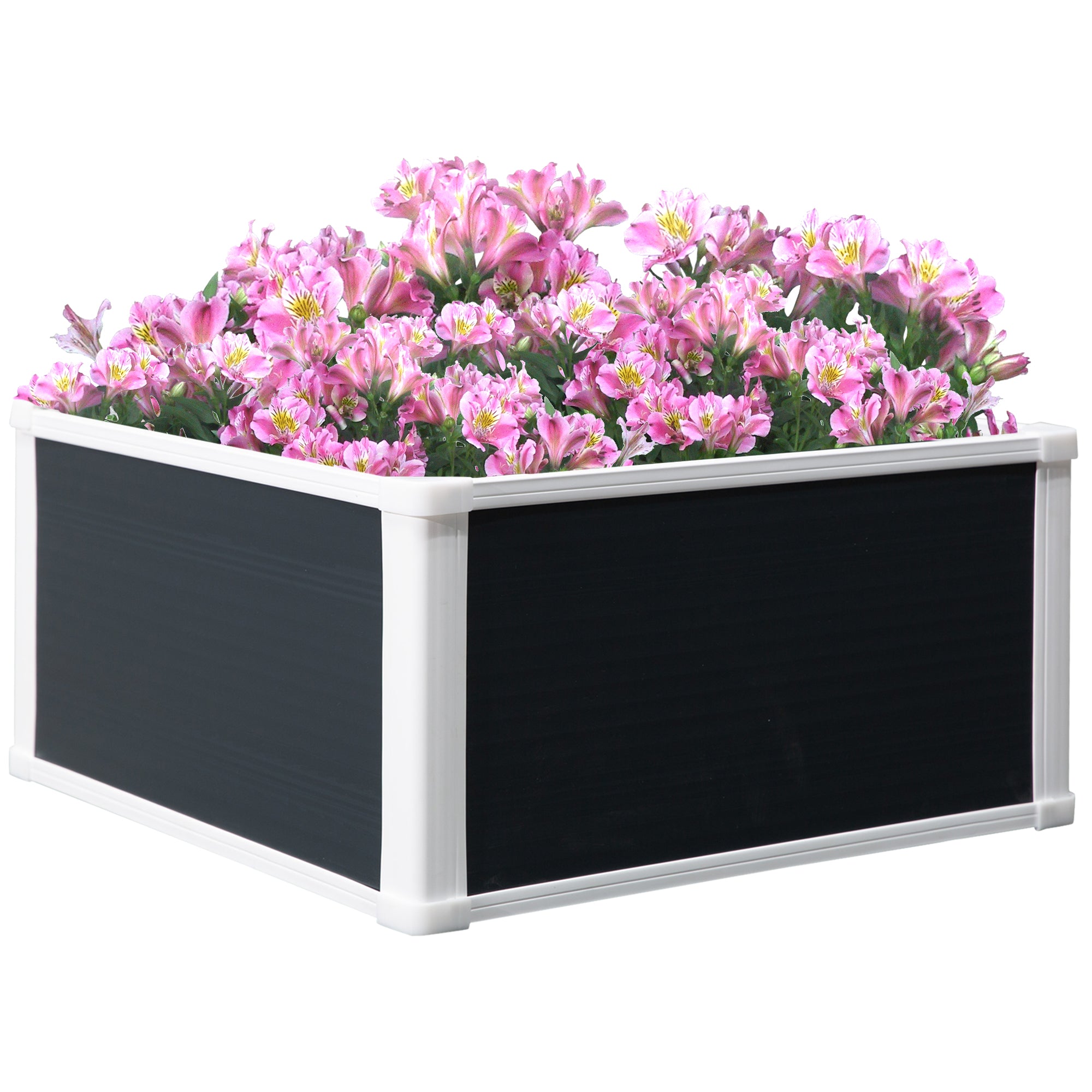 96L Raised Garden Bed, Weather-resistant PP Planter Box Containers for Outdoor Patio Plant Flower Vegetable, 60 x 60 x 30 cm