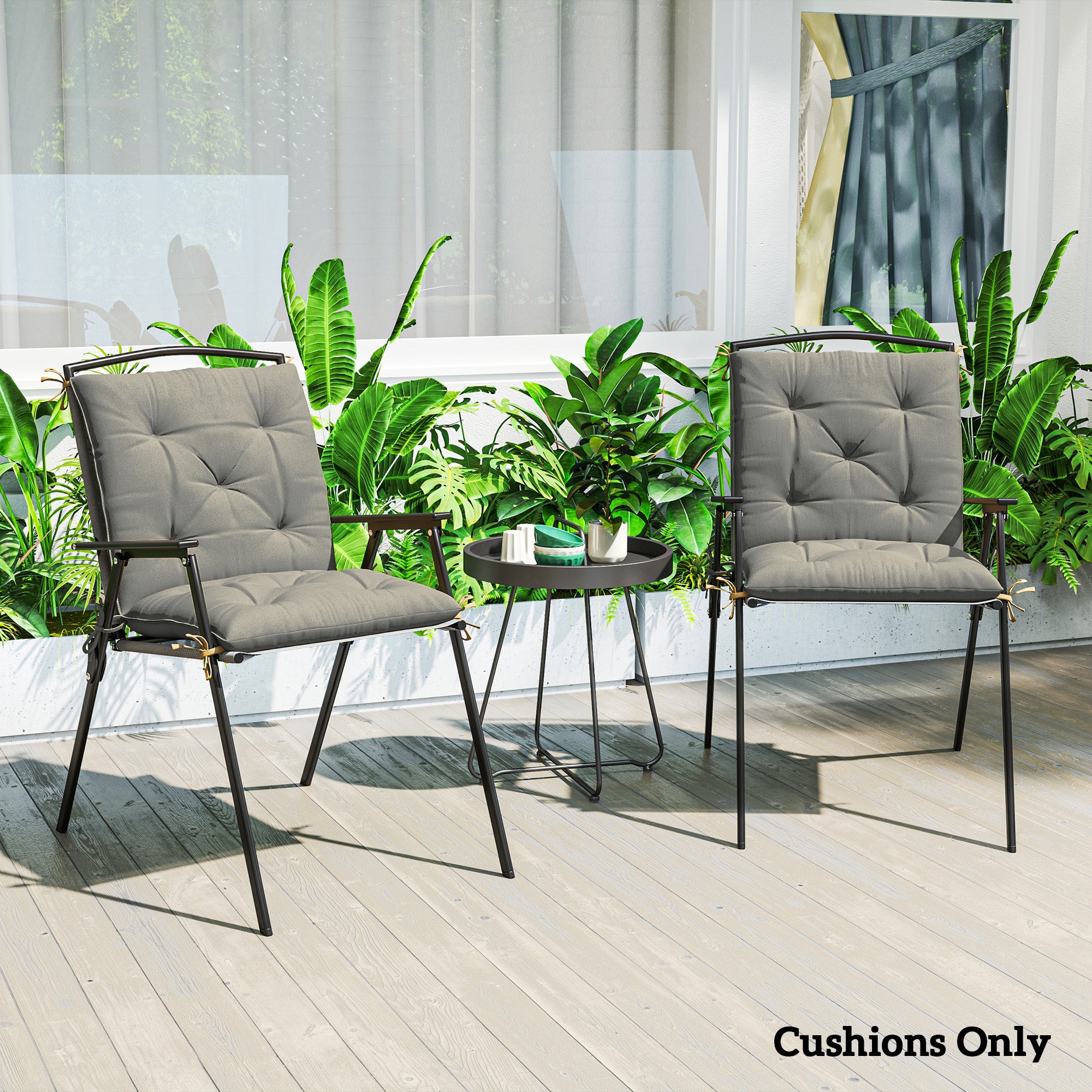 Set of Two Outdoor Seat Cushions - Light Grey