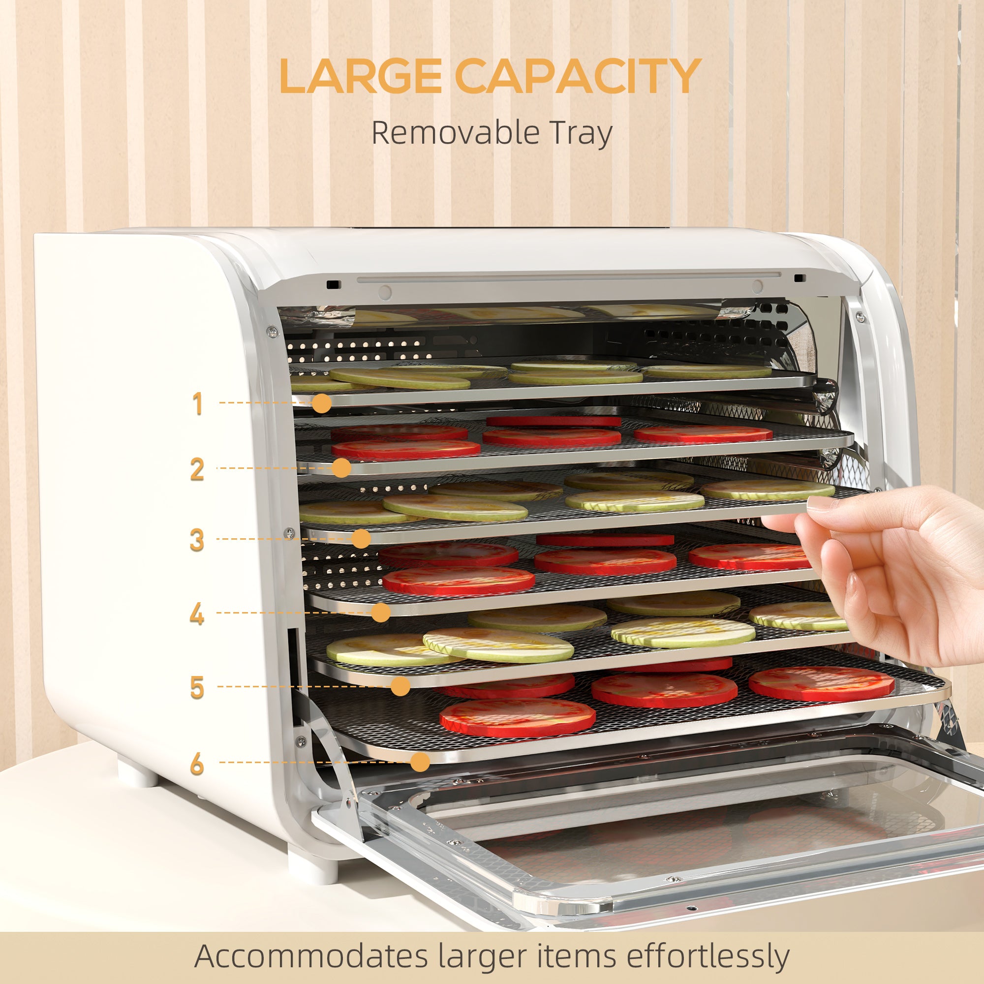 35-70°C Six-Tray Food Dehydrator - White