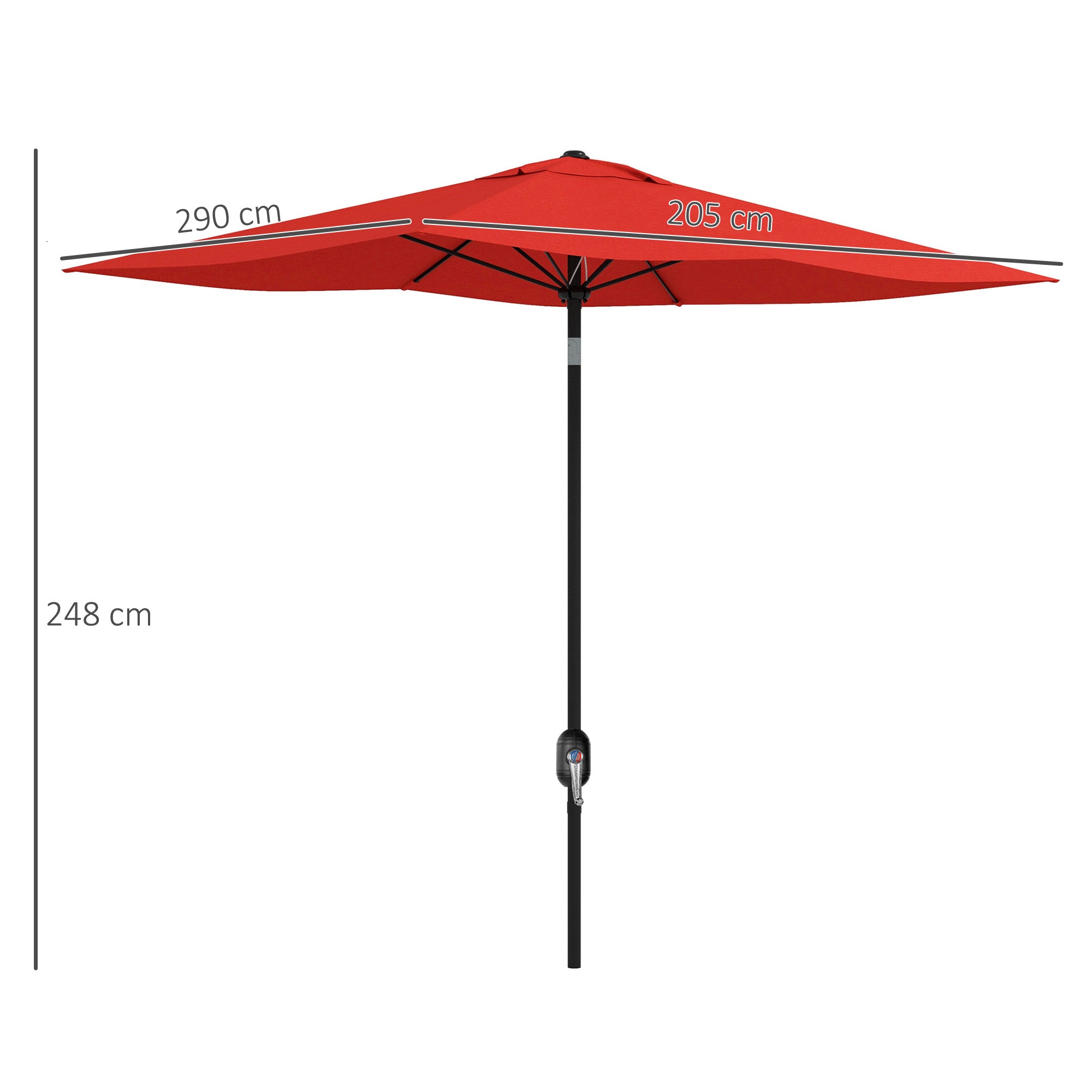 Set of 2 Rectangular Garden Parasol Umbrellas with Tilt - Wine Red