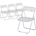 Foldable Chairs, Folding Chairs with Transparent Seat and Backrest, Heavy Duty Steel Frame, 47W x 48D x 75H cm, Clear