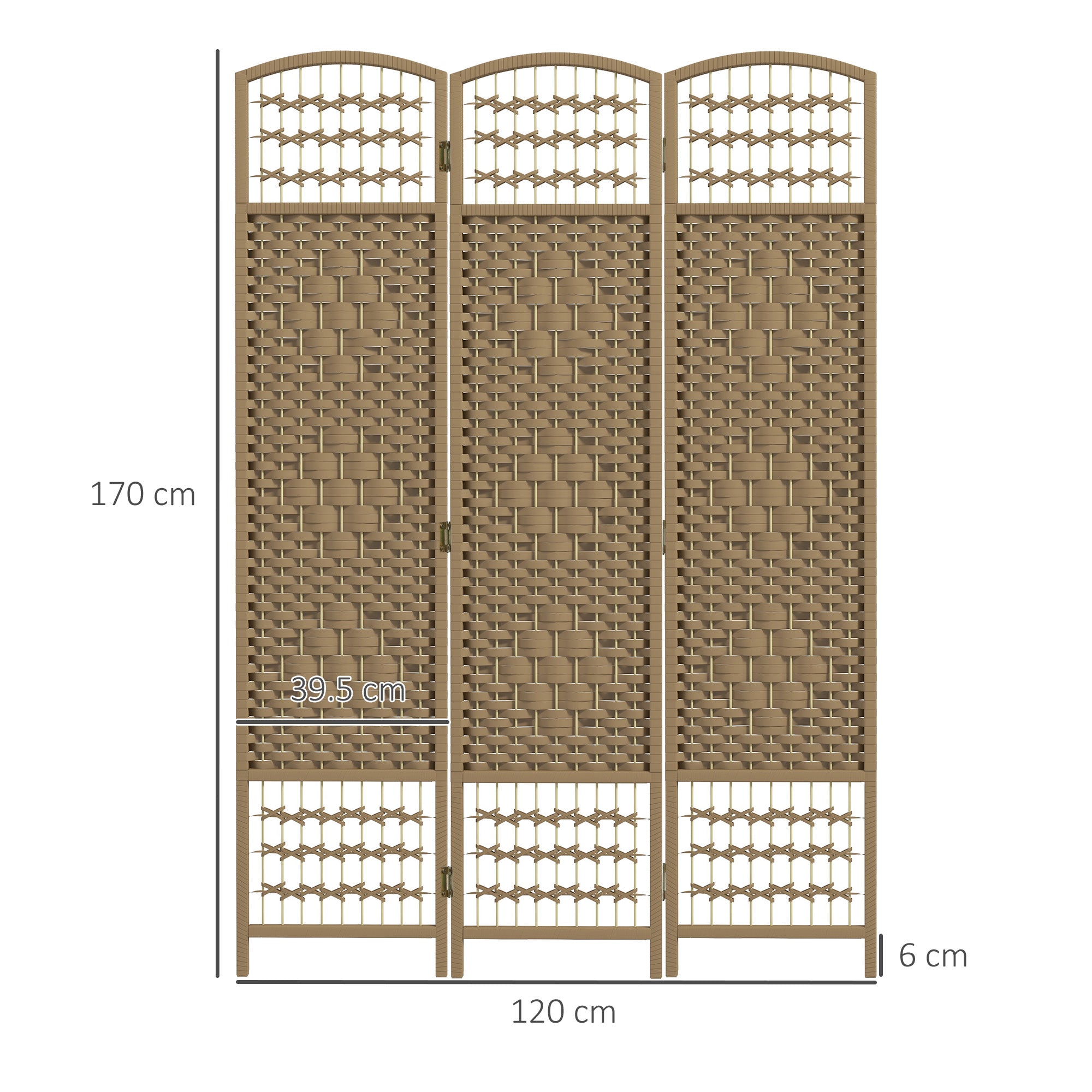 3 Panel Folding Room Divider, Privacy Screen, Paravent Partition Separator for Living Room, Bedroom, Natural Wood