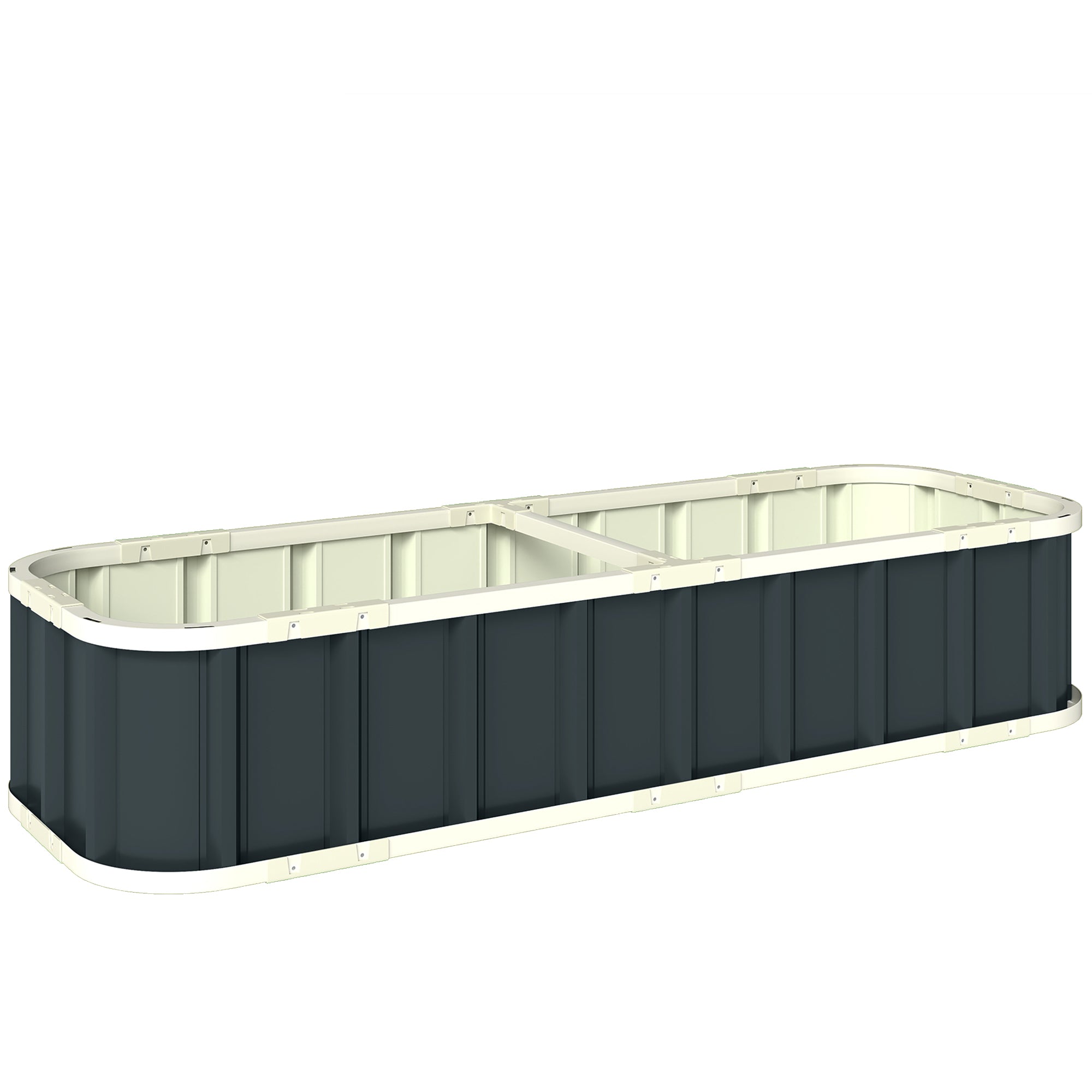 Galvanised Raised Garden Bed, 5 x 2 x 1 ft Metal Planter with Gloves and Folded Edging, Dark Grey