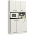 Freestanding Kitchen Pantry Storage Cabinet with Adjustable Shelves - Cream White