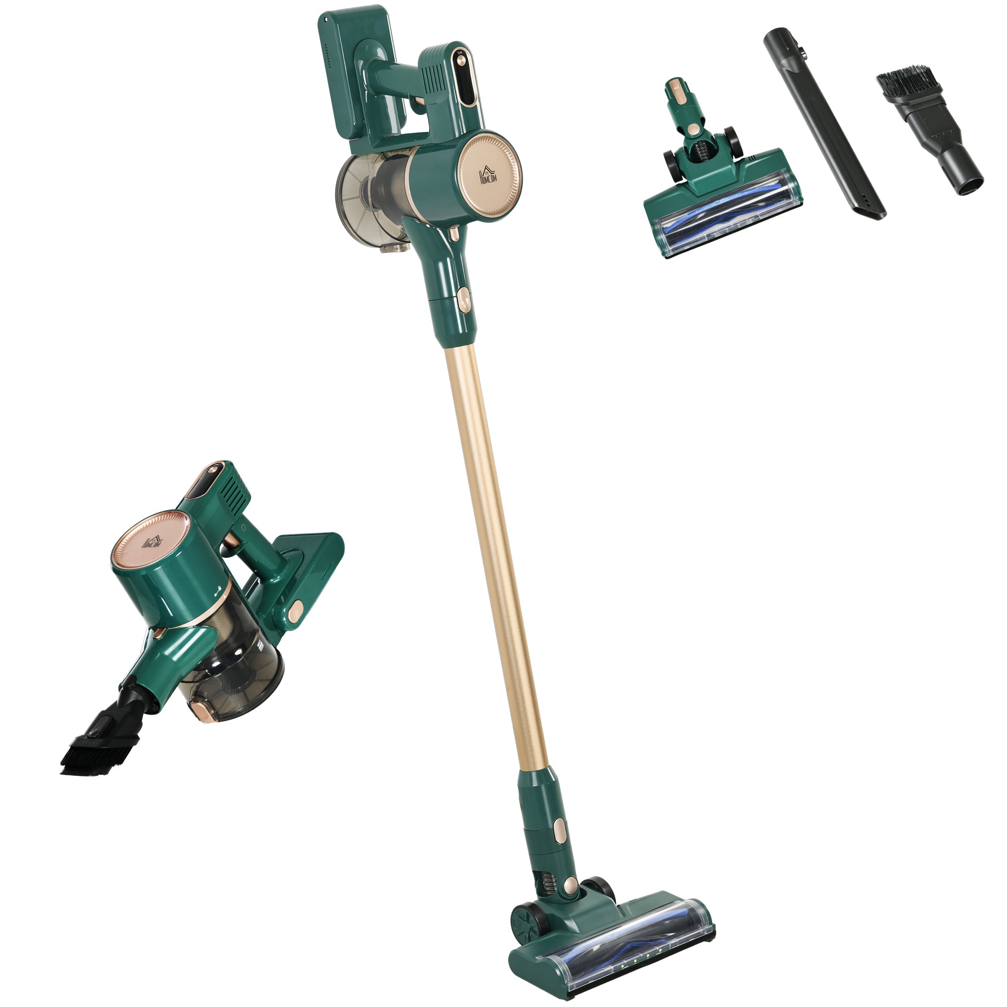 Cordless Rechargeable Stick 2500rpm Vacuum, with Accessories - Green