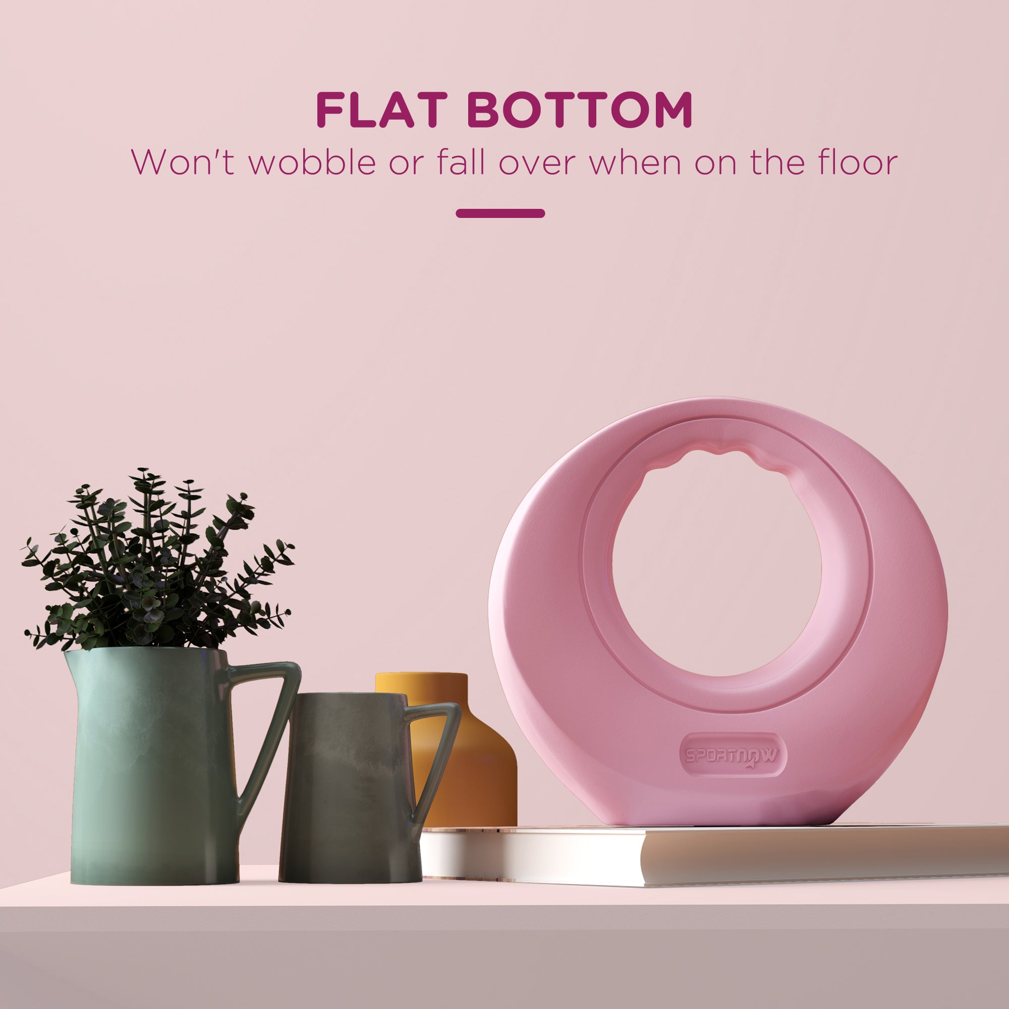 12kg Kettlebell, Soft Kettle Bell with Wide Handle for Home Gym, Weight Lifting, Strength Training, Pink