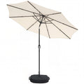 2.7 m Garden Parasol Umbrella with Cross Base and Sandbag, Retractable Ribs, Outdoor Table Market Umbrella, Cream White