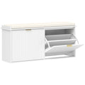 Elegant Ten Shoe Bench with Padded Seat - White