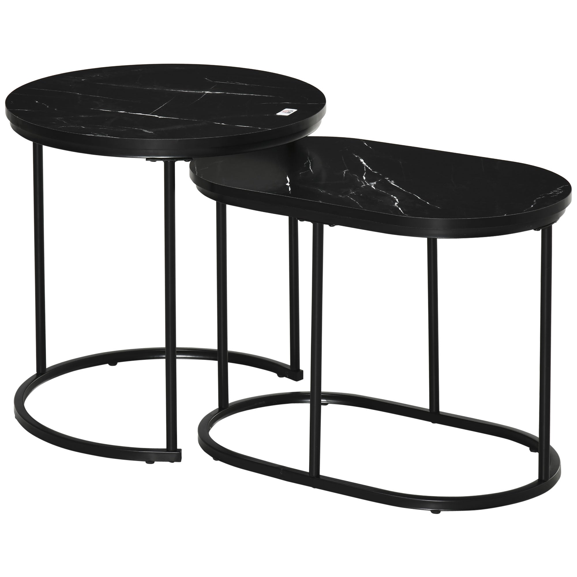 Marble-Effect Nest of Tables - Black/White