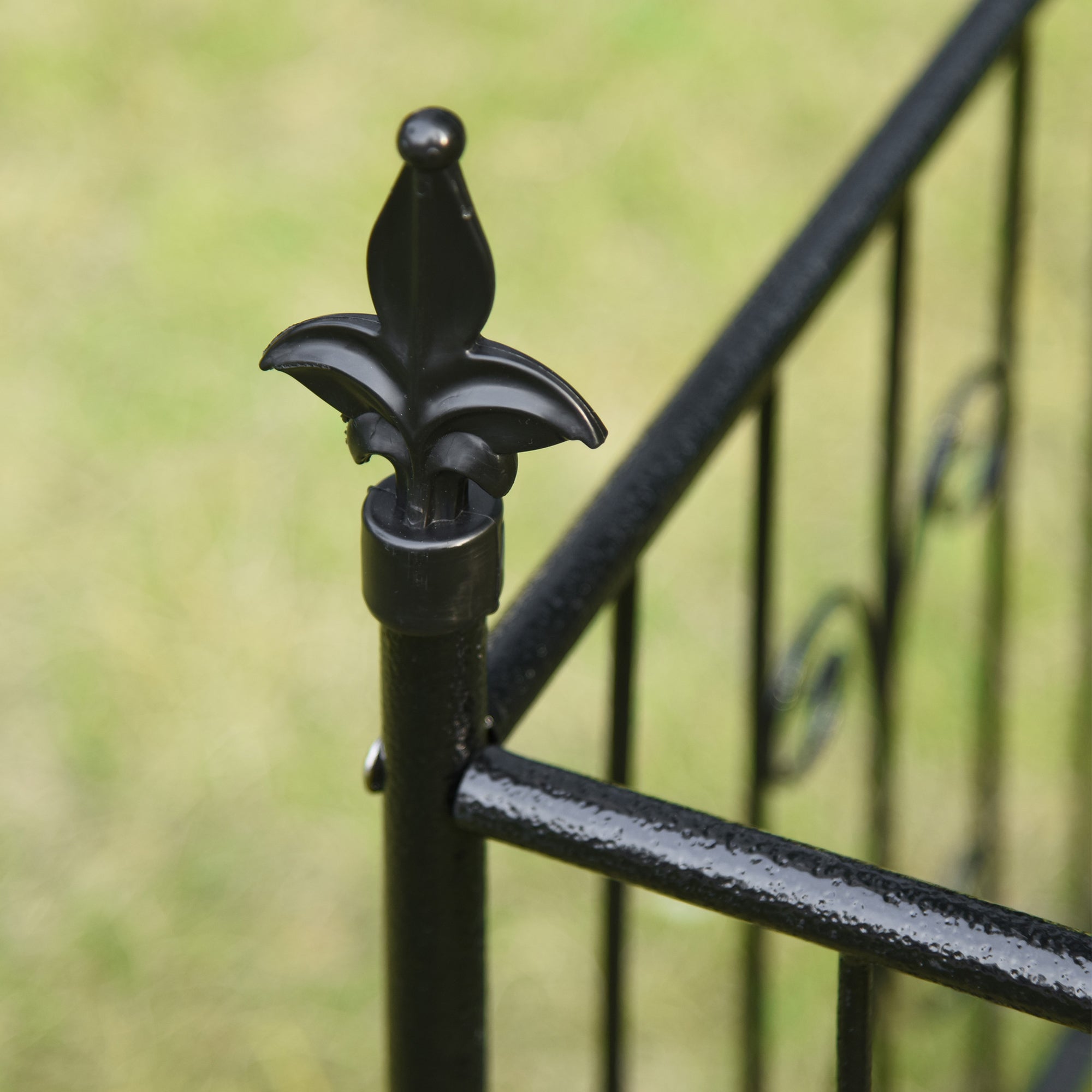 Metal Garden Arbor Arch with Double Doors, 2 Side Planter Baskets, Climbing Vine Frame, Black