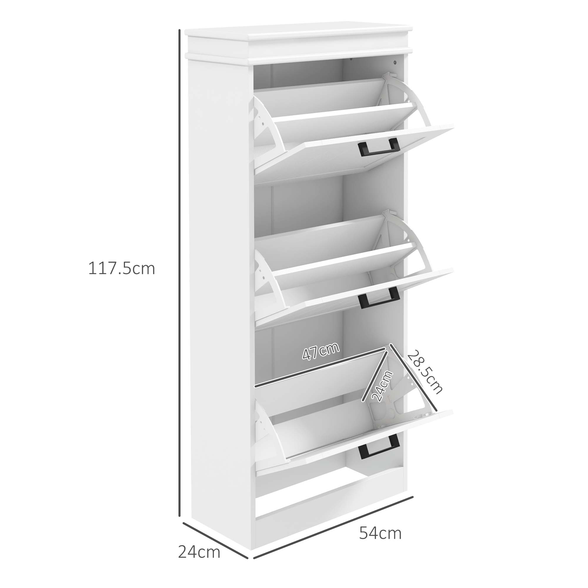 Three-Drawer Minimalistic Shoe Storage Cabinet, for 15 Shoes