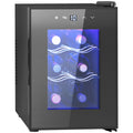 Six Bottle Countertop Wine Fridge with 8-18℃ Temperature Control - Black