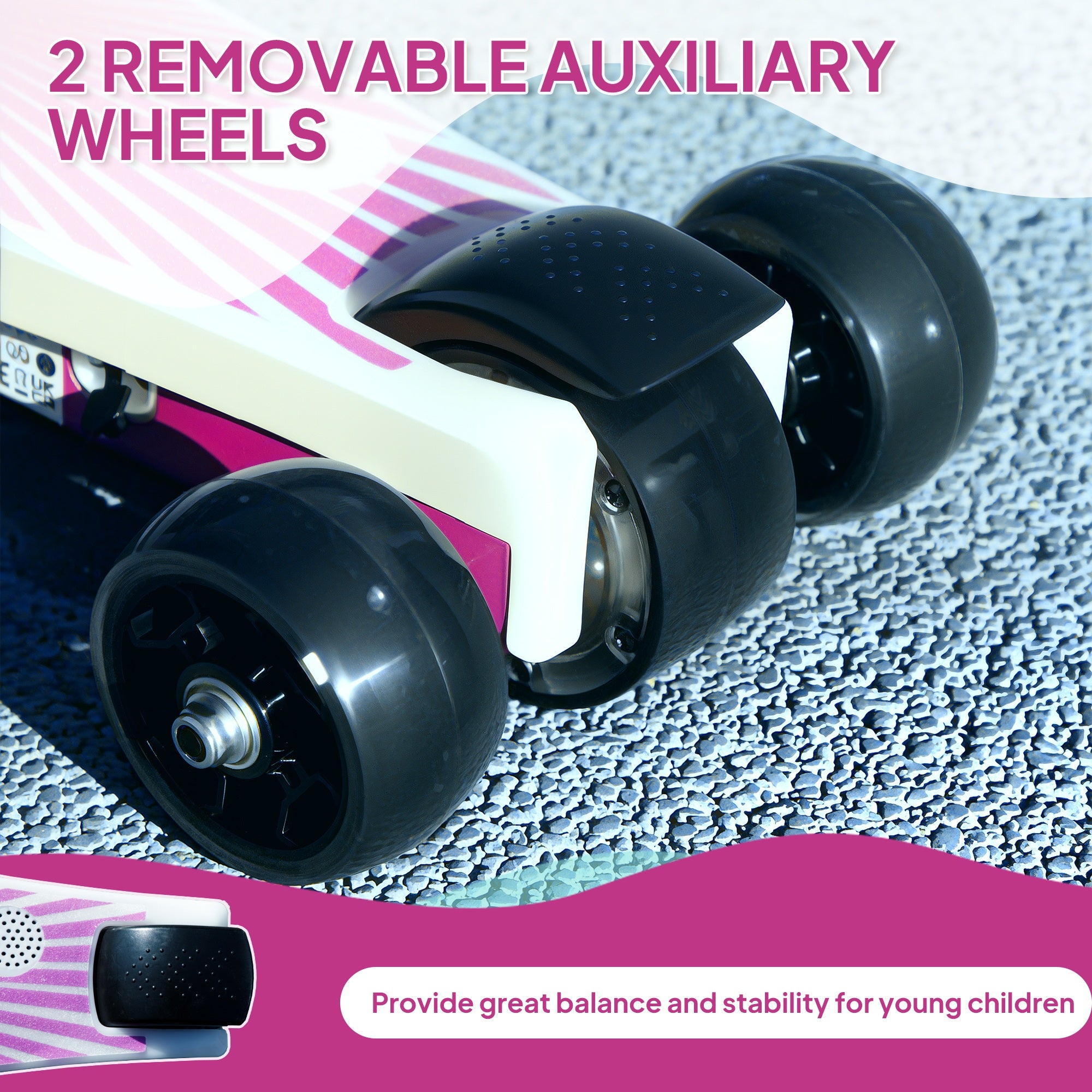 Kids Electric Scooter with Auxiliary Wheels, LED Light & Brake, 6-8 KM Range for Ages 4-7 - Purple
