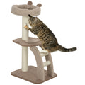 Cat Tee Indoor Cat Tower 88cm with Sisal Scratching Post, Hanging Ball, Large Perch & Stairs - Brown